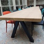 ARTMETA table Aubier en bois massi et piétement acier thermolaqué