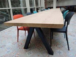 ARTMETA table Aubier en bois massi et piétement acier thermolaqué