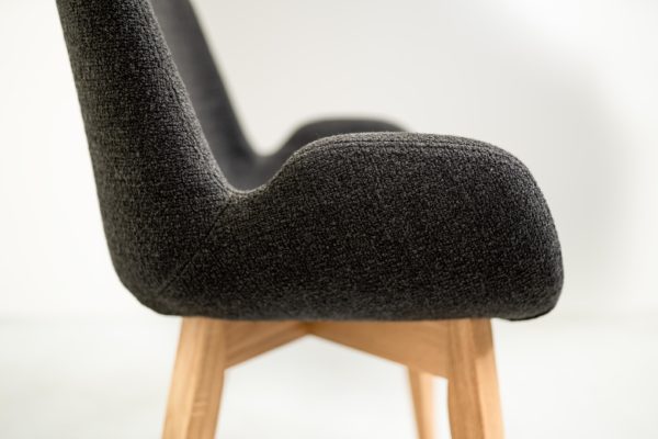 Chaise design cocon de fabrication française / tissu gris anthracite / ARTMETA