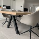 Table à manger Aubier en chêne contemporain massif / L 240 x l 120 x h 75 cm / Pieds en Noir charbon