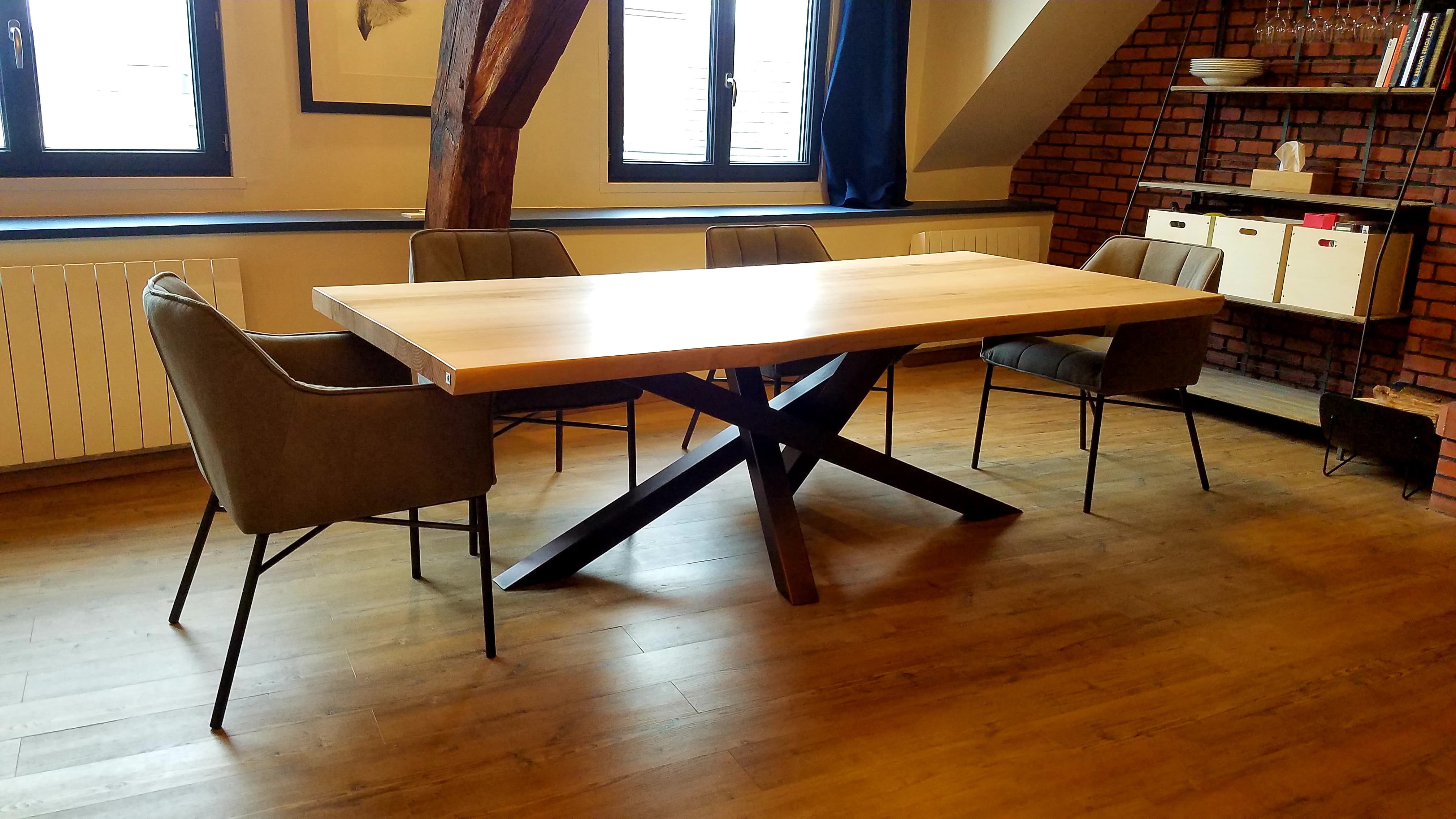 Table Mikado en métal et bois Fabrication artisanale française