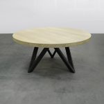 ARTMETA table ronde en métal et bois massif