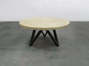 ARTMETA table ronde en métal et bois massif