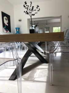 ARTMETA table Mikado acier et bois de chêne blanchi