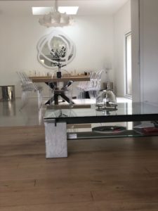 ARTMETA table Mikado acier et bois de chêne blanchi