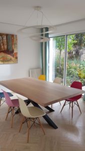 ARTMETA / table Mikado 220 x 125 cm / chêne blanchi prestige et gris acier