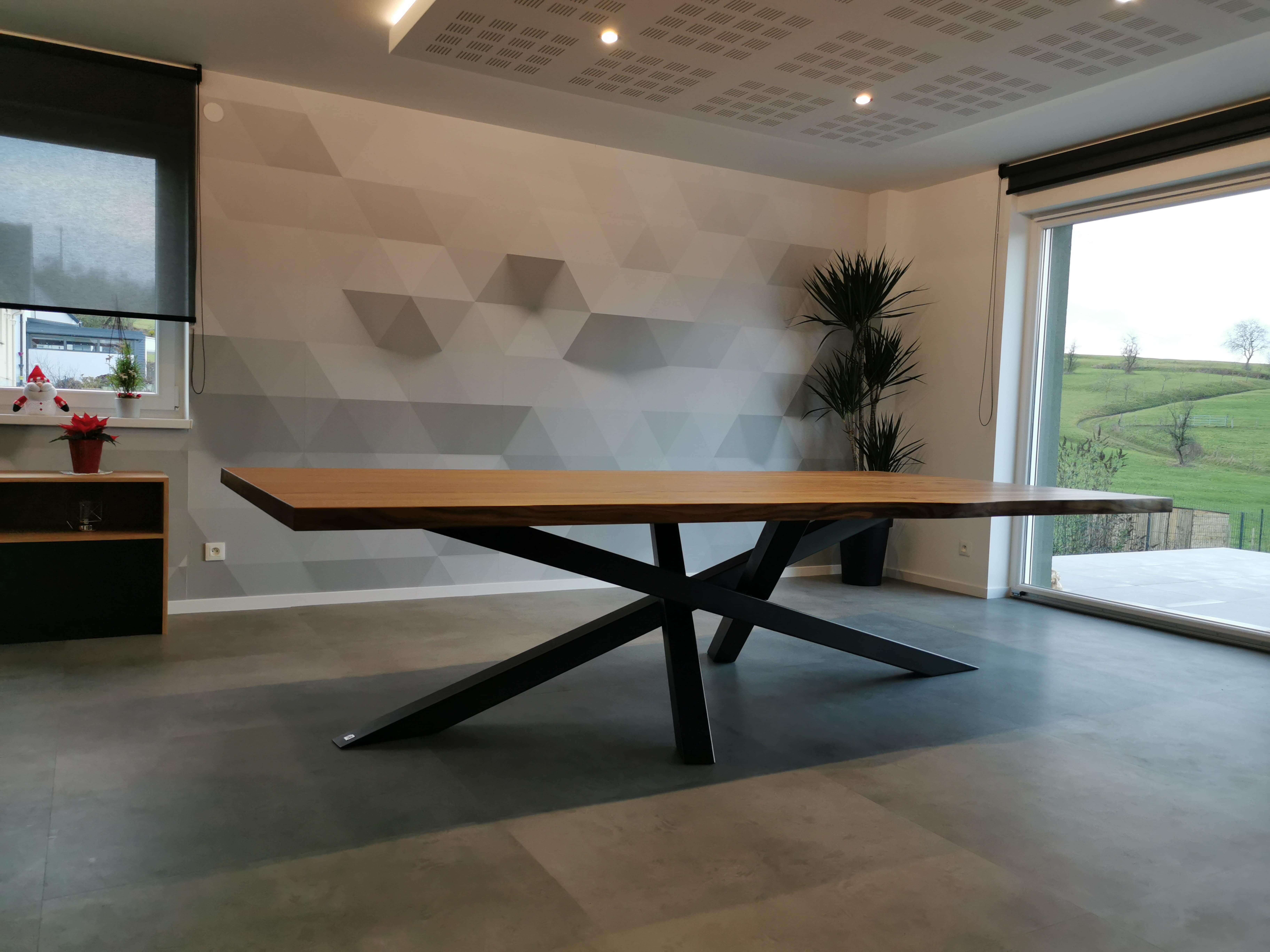 Table Mikado en métal et bois Fabrication artisanale française