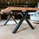 Table metal bois sur mesure Viking / Dimensions : 220 x 100 x H 75 cm / Chêne authentique et pieds Noir charbon / Fabrication sur mesure ARTMETA