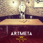 ARTMETA table Galopin en bois massif et acier thermolaqué