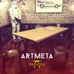 ARTMETA table Galopin en bois massif et acier thermolaqué