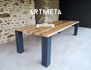 ARTMETA / table panorama en métal et bois massif