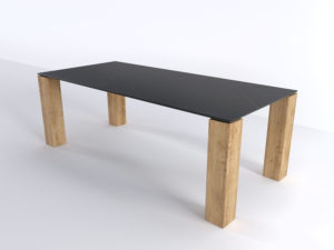 Table en céramique Contraste / Plateau en Dekton Kelya 12 mm / Pieds en chêne massif Français / Fabrication artisanale et sur mesure ARTMETA