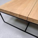 ARTMETA table basse aiguilles acier et bois de chêne massif