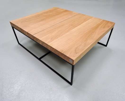 ARTMETA table basse aiguilles acier et bois de chêne massif