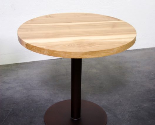 ARTMETA table bistrot ronde métal et bois massif