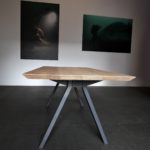 ARTMETA / table Ecrou / en acier et bois massif / fabrication artisanale et sur mesure