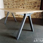 ARTMETA / table Ecrou / en acier et bois massif / fabrication artisanale et sur mesure