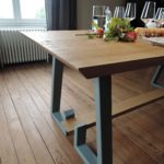 ARTMETA / table Détour sur mesure en acier et bois massif