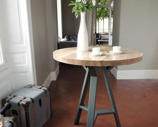 Table mange debout metal et bois massif ARTMETA