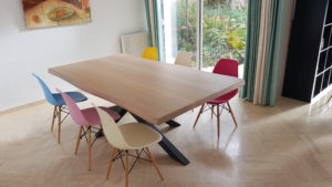 ARTMETA / table Mikado 220 x 125 cm / chêne blanchi prestige et gris acier