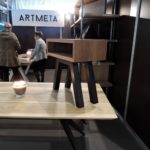 ARTMETA / table de chevet BIQUET / acier et bois massif