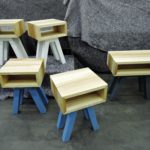 ARTMETA / table de chevet BIQUET / acier et bois massif