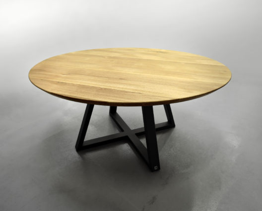 ARTMETA / table ronde Symbole en acier et bois massif