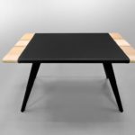 Bureau Cuir ARTMETA / 130 x 75 x H 75 cm / Frêne olivier Français piétement noir charbon et set en cuir véritable