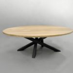 ARTMETA / table ovale pied central Mikado / acier bois massif chêne