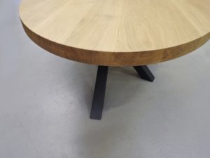 ARTMETA / table mikado ovale / acier bois massif chêne