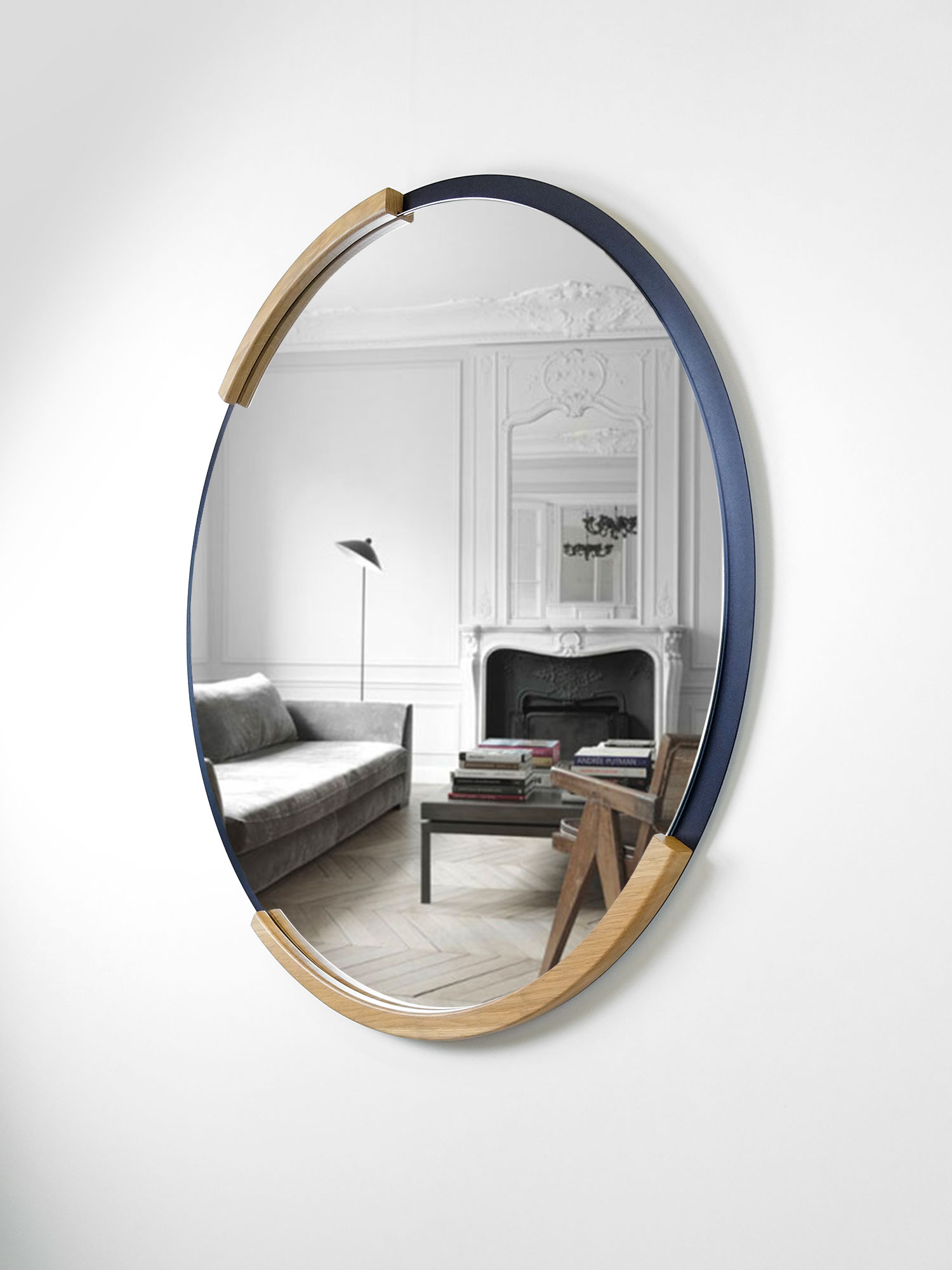 Miroir rond ARTMETA Muse / métal et bois / diamètre 80 ou 100 cm
