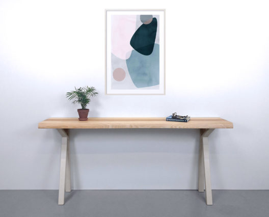 ARTMETA / console K sur mesure / acier et bois massif