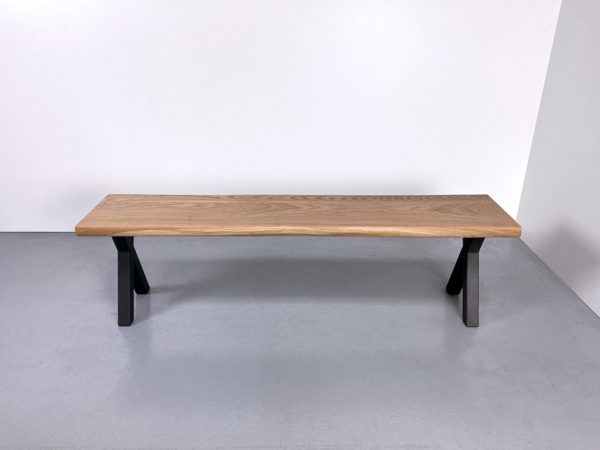 Banc de salle à manger X / acier et bois massif / 160 x P 34 x H 45 cm / ARTMETA