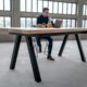 Table bois et metal Pi / 240 x 110 x H 90 cm / 2 Plateaux en chêne authentique massif et pied noir charbon / Fabrication sur mesure ARTMETA