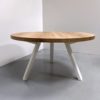 Table ronde bois et metal Delta / chêne authentique pied blanc / Diamètre 140 cm / ARTMETA