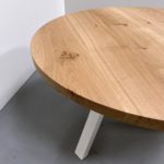 Table ronde bois et metal Delta / chêne authentique pied blanc / Diamètre 140 cm / ARTMETA