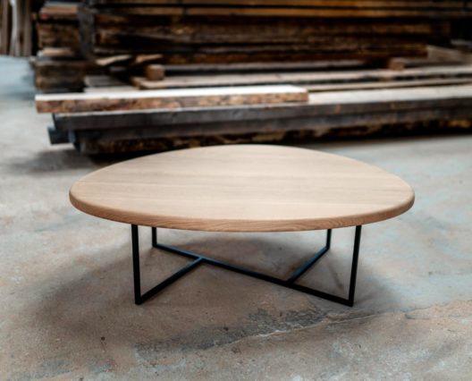 Table basse Galet / 120 x 90 x H 35 cm / Bois massif et acier / Fabrication sur mesure ARTMETA