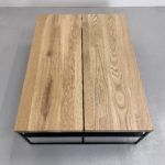 Table basse Aiguille double plateau en acier et bois massif / fabrication sur mesure ARTMETA