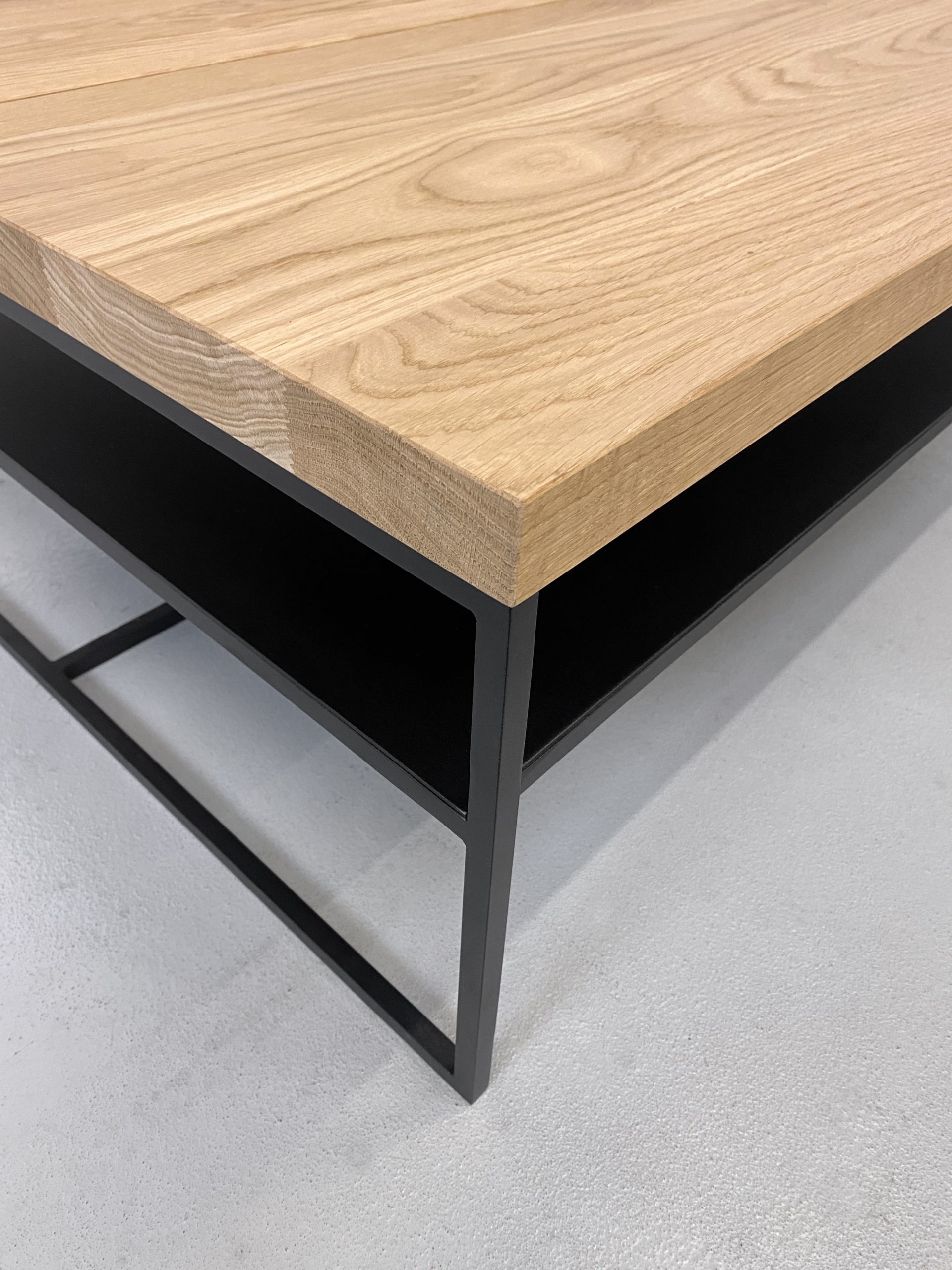 Table basse Aiguille double plateau en acier et bois massif / fabrication sur mesure ARTMETA