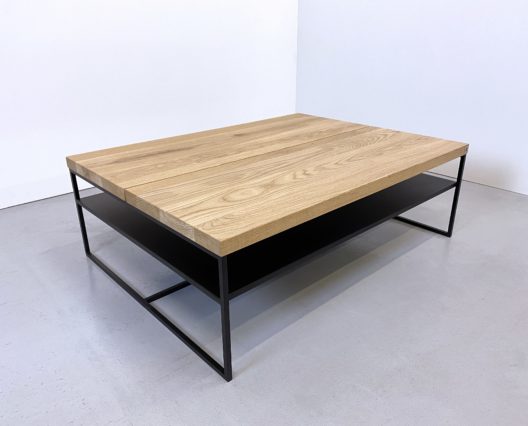 Table basse Aiguille double plateau en acier et bois massif / fabrication sur mesure ARTMETA