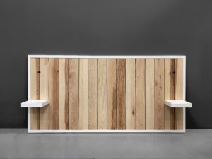 Tête de lit avec chevets suspendus / Modèle Ouessant / Acier et bois massif / Fabrication artisanale française et sur mesure / ARTMETA