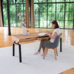 Bureau Compagnon / 180 x 70 x H 76 cm / Chêne authentique et pied noir charbon / Fabrication sur mesure ARTMETA