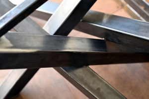 Pied de table Mikado acier brut