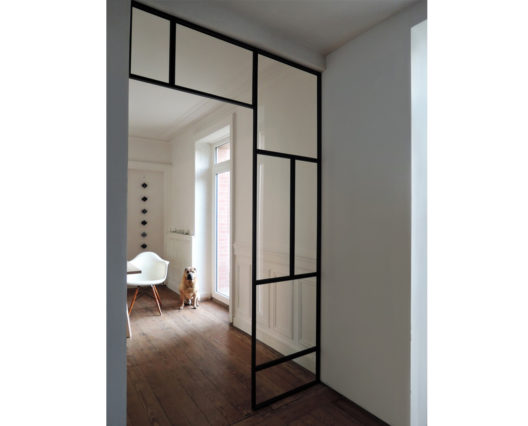 Verrière Art déco "passage" de 7 verres / Fabrication artisanale française et sur mesure / Photo : projet à Cherbourg