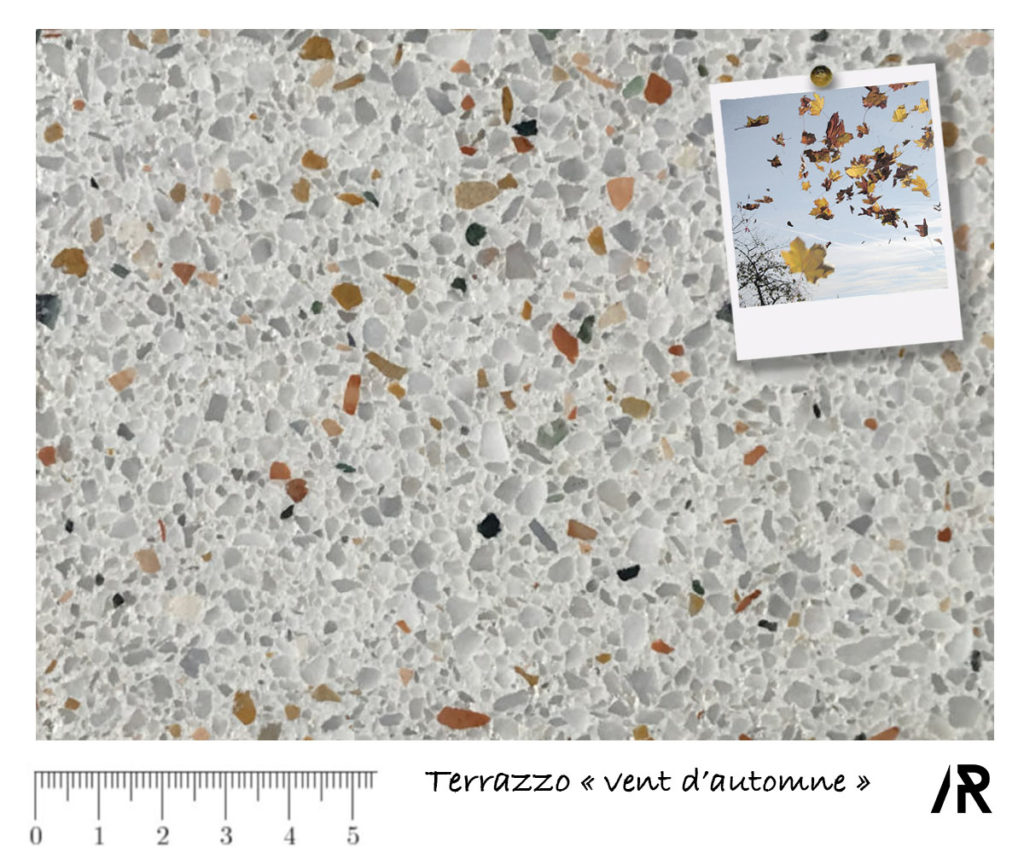 Terrazzo vent d'automne / béton marbré / fabrication française 