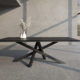Table Mikado céramique / Dimensions : 220 x 100 x H 75 cm / Plateau en Dekton Laurent et pied en acier noir charbon / Fabrication artisanale et sur mesure ARTMETA