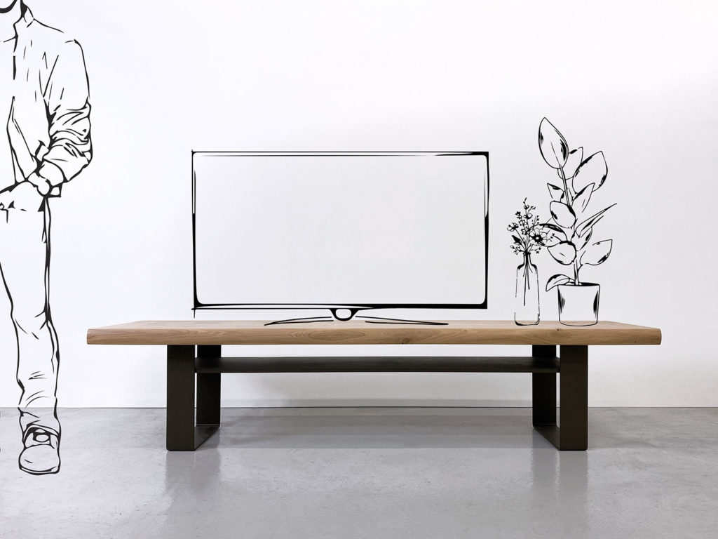 Meuble tv avec rangement chêne 200cm - Meuble Passion