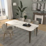 Table en céramique Dekton Comtesse / Dimensions : 220x100xH75 cm / Dekton Aura 12 mm et pieds en acier bronze / Fabrication artisanale française sur mesure ARTMETA