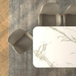 Table en céramique Dekton Comtesse / Dimensions : 220x100xH75 cm / Dekton Aura 12 mm et pieds en acier bronze / Fabrication artisanale française sur mesure ARTMETA