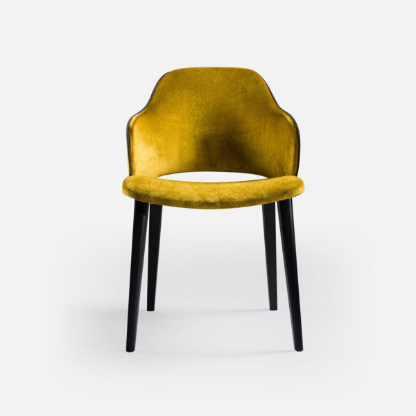 Chaise velours Carteret / pieds noirs en bois massif et assise en velours Aristide